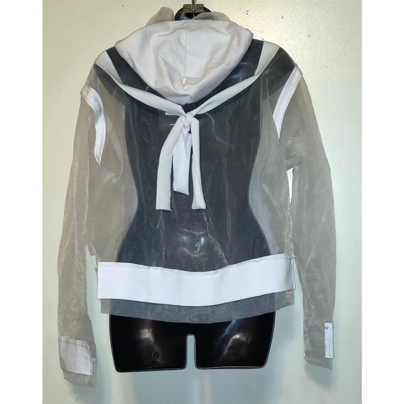 Fashion Nova White Muse Hoodie Sz S Sheer Boxy Jacket Space Futuristic New NWT S - Picture 12 of 16